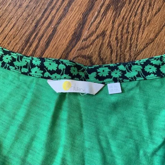 Boden Floral Dress Size 12 L Green Floral Jersey Short Balloon Sleeve Modal - Picture 3 of 9